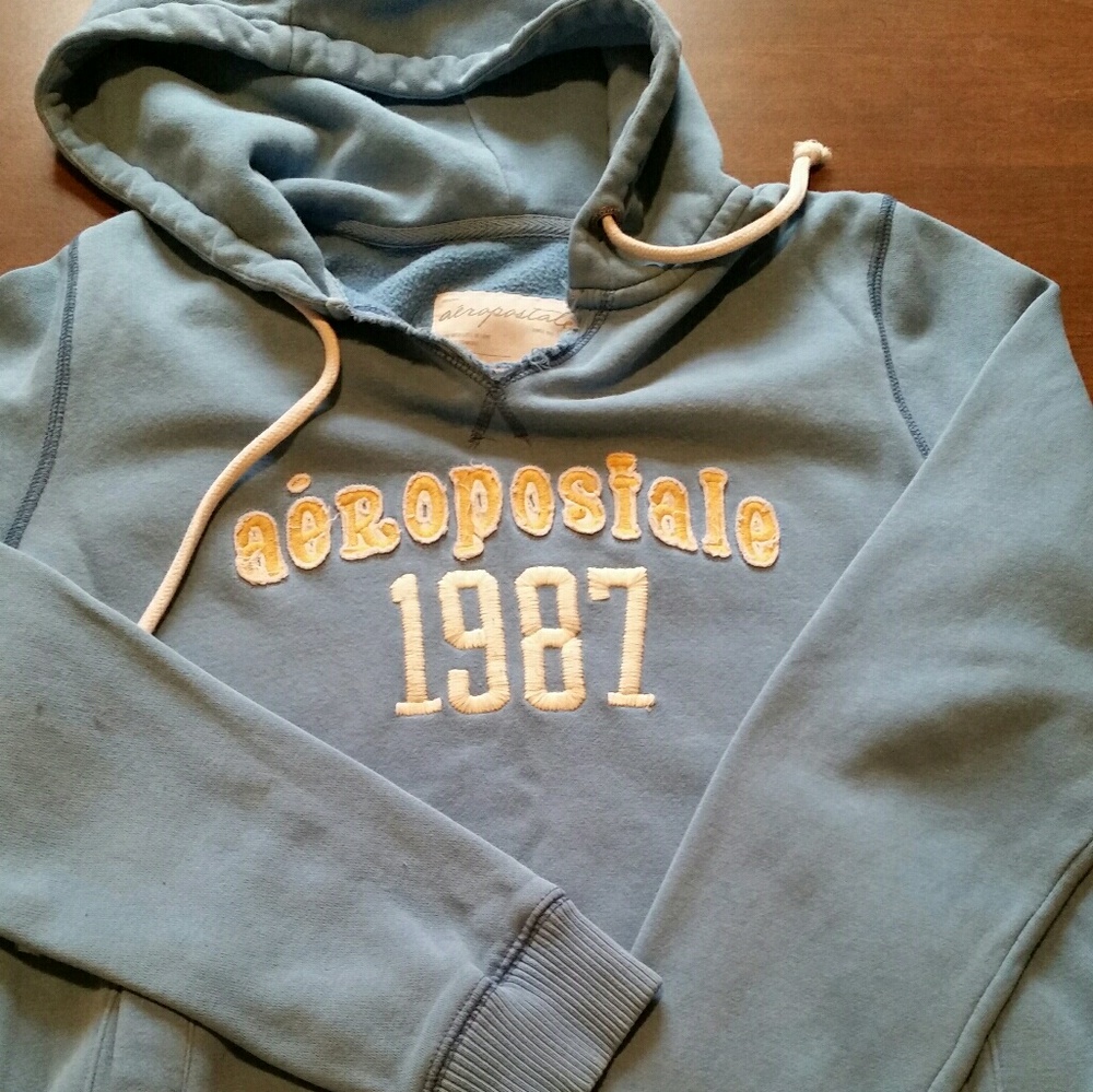 Light blue Aerpostale pull over hoodie